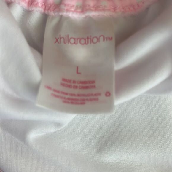 Pink and White Juniors Bikini Bottom side tie high leg scoop waist size large - Picture 4 of 5